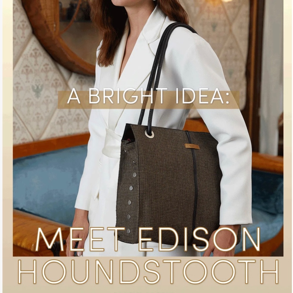 Hammitt Edison Houndstooth Tote in Brown and Black